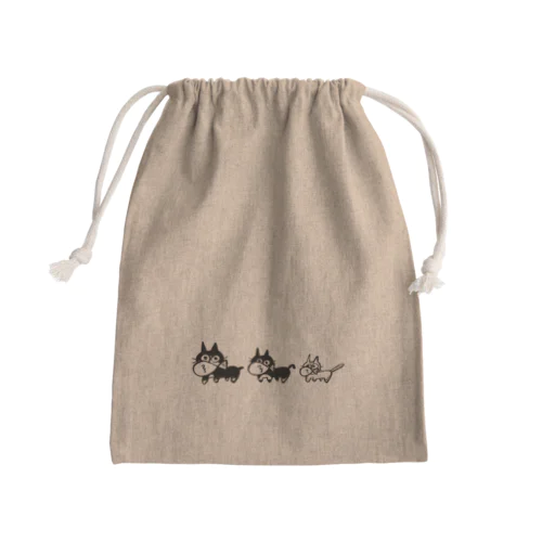 お魚くわえた猫たち Mini Drawstring Bag