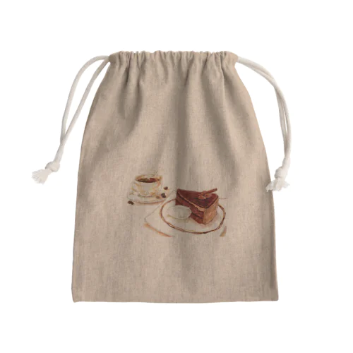 チョコケーキと珈琲のセット Mini Drawstring Bag