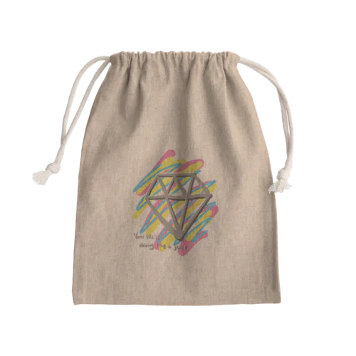 貴方の人生も宝石の様に輝いています (文字色違い) Mini Drawstring Bag