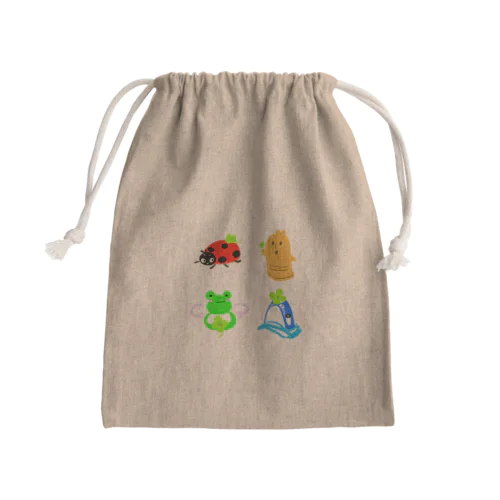 ラッキーモチーフとみんな Mini Drawstring Bag