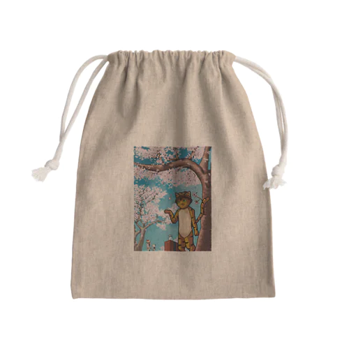 ネコの花見 Mini Drawstring Bag