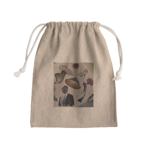 日常コラージュきんちゃく Mini Drawstring Bag