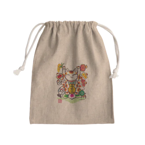 縁起招き猫 Mini Drawstring Bag