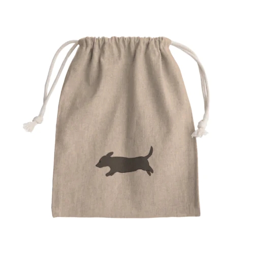 走る犬 ダックス ブラック Mini Drawstring Bag