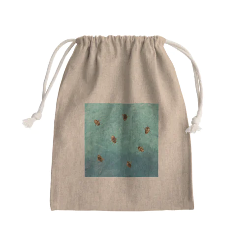 海を泳ぐチャイロチビゲンゴロウ Mini Drawstring Bag