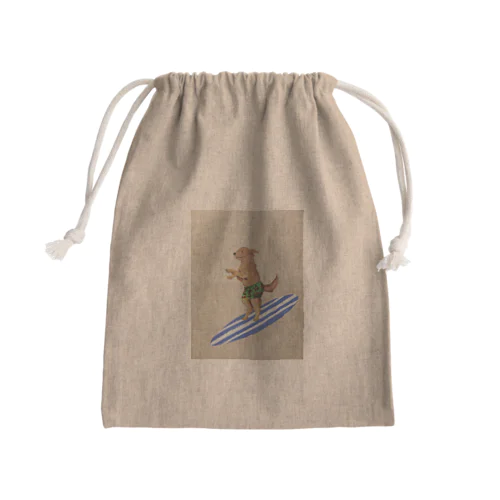 dog surf Mini Drawstring Bag