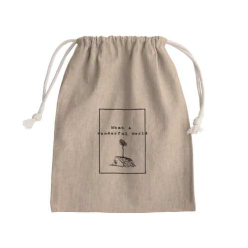 what a wonderful world Mini Drawstring Bag
