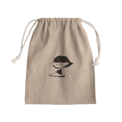 風切る黒まつげちゃん Mini Drawstring Bag