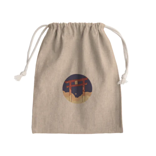 辻井名人の神社巡り（白文字）１ Mini Drawstring Bag