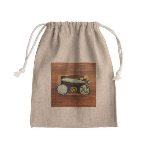 サンマ定食(ほんのりラムネ色) Mini Drawstring Bag