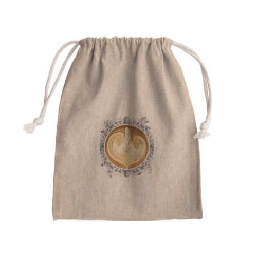 【Lady's sweet coffee】ラテアート エレガンスリーフ / With accessories Mini Drawstring Bag