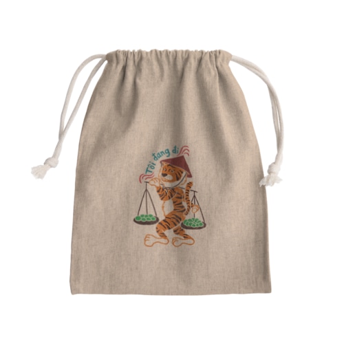 天秤物売り Mini Drawstring Bag