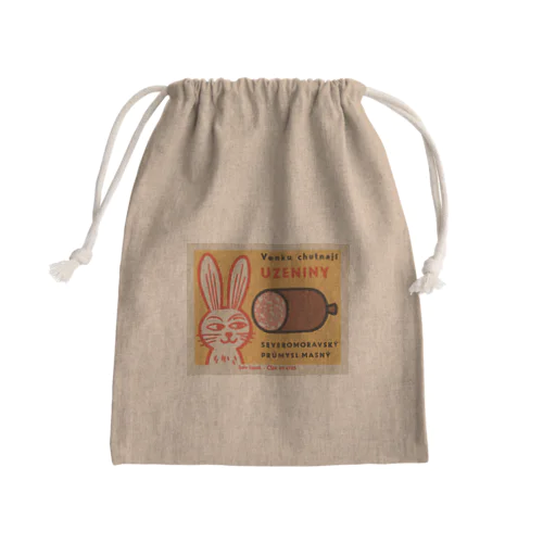 チェコ　ウサギとソーセージ Mini Drawstring Bag