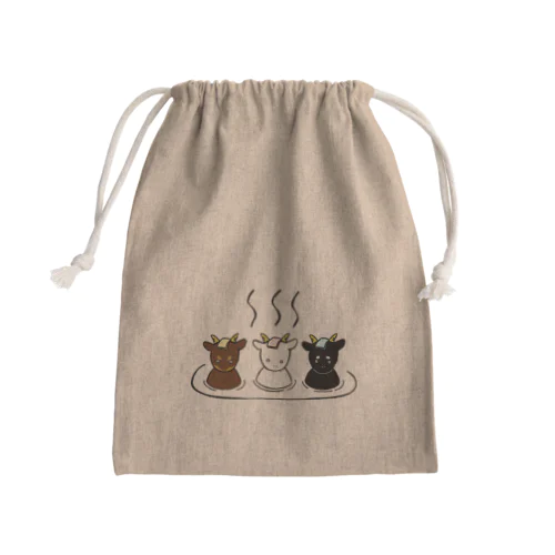 温泉につかるヤギの三姉妹 Mini Drawstring Bag