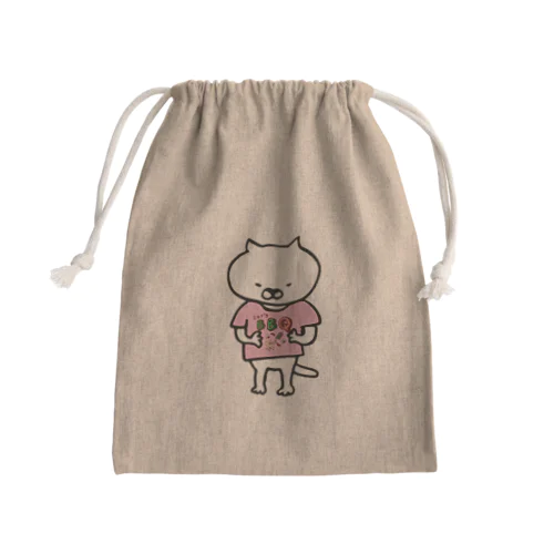 Let's BBQ Tシャツ着た猫 Mini Drawstring Bag