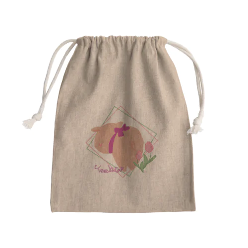 テレぶたチューリップ Mini Drawstring Bag