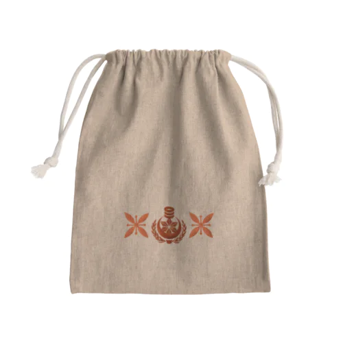 【麻空シアン】ロゴマーク入り巾着(赤) Mini Drawstring Bag