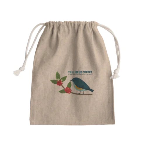 Teal Blue Bird Mini Drawstring Bag