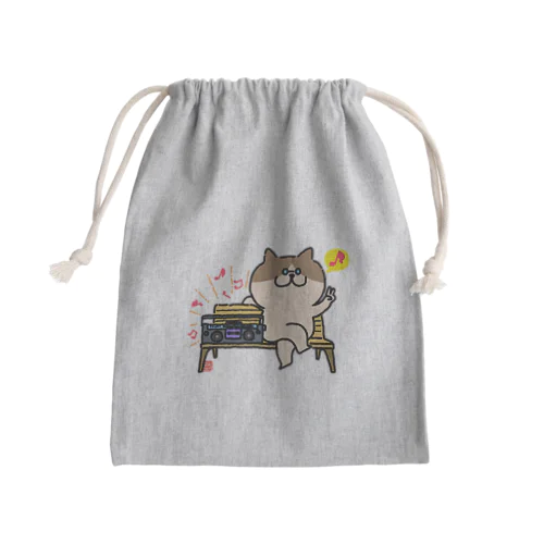 ベンチでラジカセ。 Mini Drawstring Bag