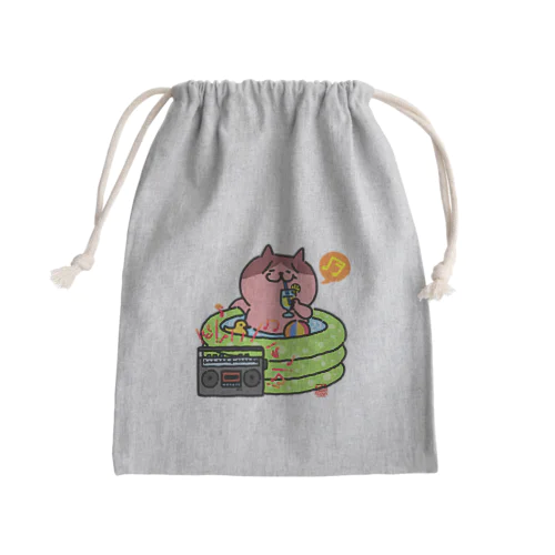 ビニールプールでまったり猫さん。 Mini Drawstring Bag