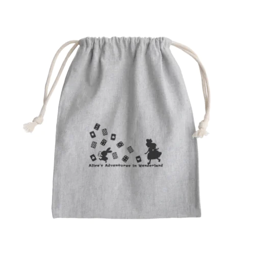 不思議の国のアリス【アリスと白ウサギ】シルエット Mini Drawstring Bag