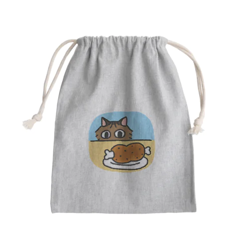 お肉を狙う鯛ちゃん Mini Drawstring Bag