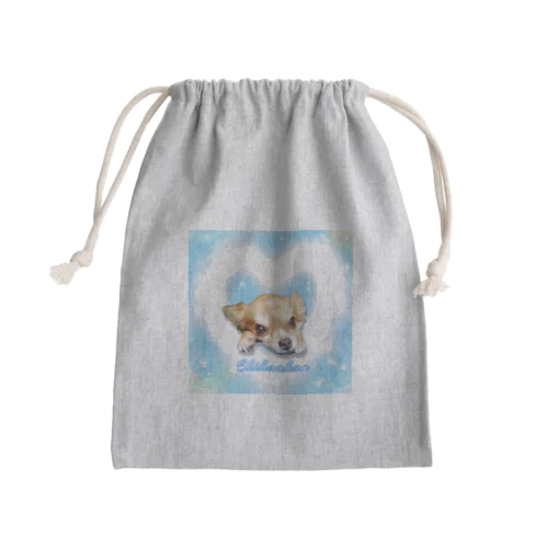 雲ハートとチワワ Mini Drawstring Bag