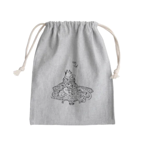 蝶を見上げるおこまちゃん Mini Drawstring Bag