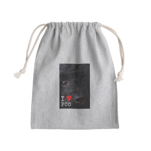 黒いトイプードル_I love poodle. Mini Drawstring Bag