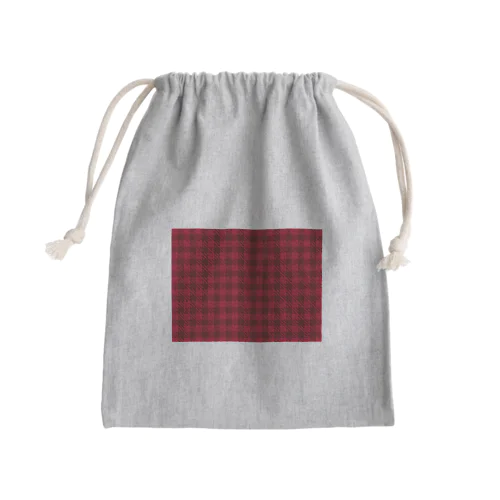 チェック　赤2 Mini Drawstring Bag