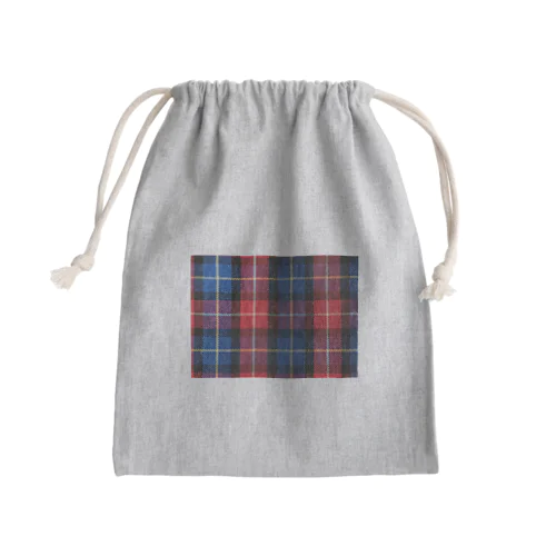 チェック　赤青 Mini Drawstring Bag
