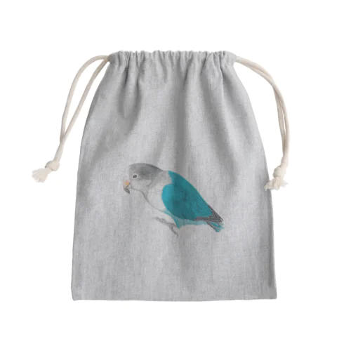 [森図鑑] ブルーボタンインコと種 Mini Drawstring Bag