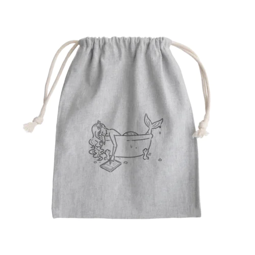 浴室でタブレットを使う人魚【くろ】 Mini Drawstring Bag
