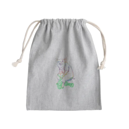 ブタさんon三輪車～レインボーバージョン～ Mini Drawstring Bag