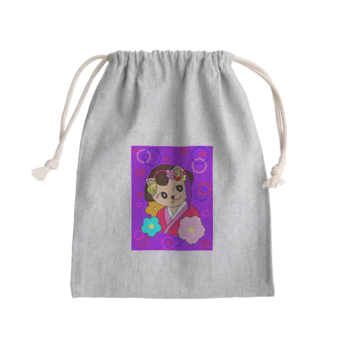 猫 舞妓さん 和柄 Mini Drawstring Bag