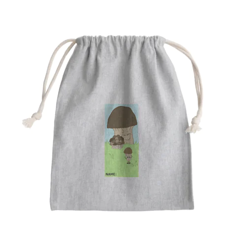 きのこの家族(ネーム記入位置あり) Mini Drawstring Bag