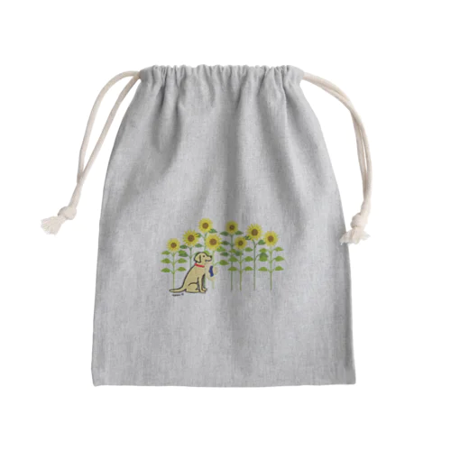 ひまわり畑のイエローラブラドール Mini Drawstring Bag