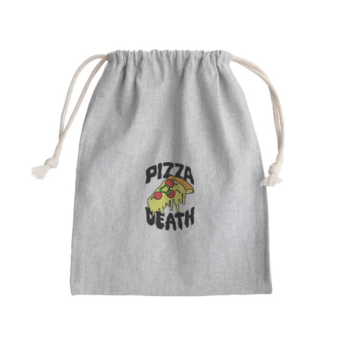 ピザデス (black) Mini Drawstring Bag