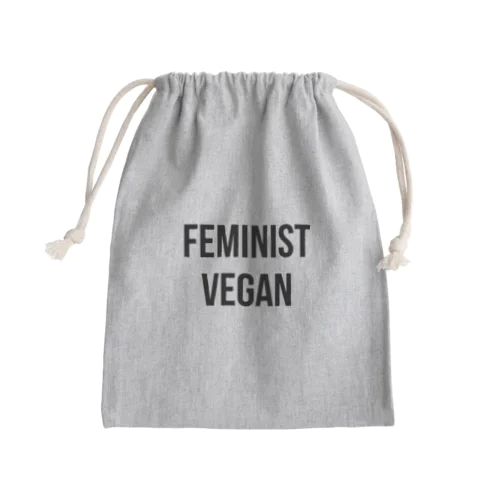 feminist_vegan（黒文字） Mini Drawstring Bag