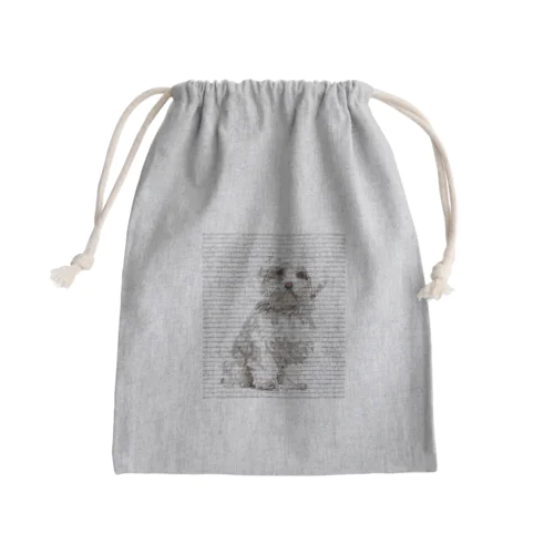  マルチーズドッグ - レンガブロック背景 Mini Drawstring Bag