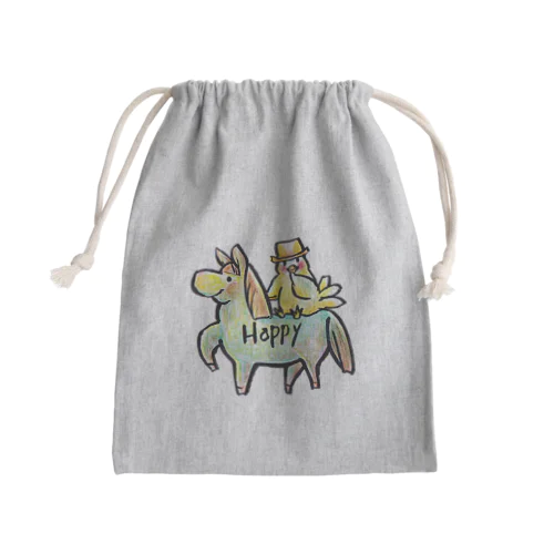 happy_001 Mini Drawstring Bag