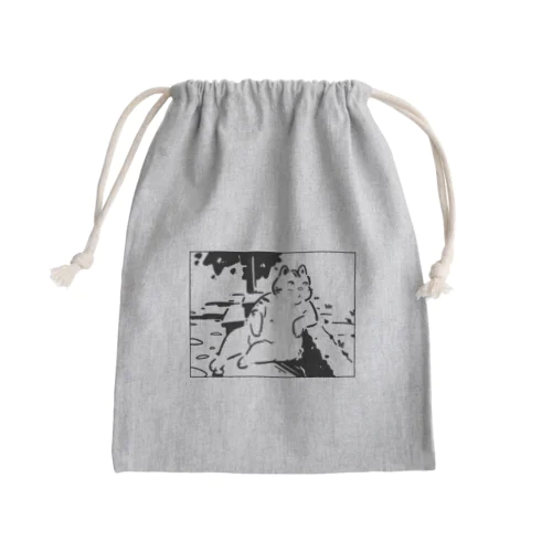 肘をついてくつろぐ猫 Mini Drawstring Bag