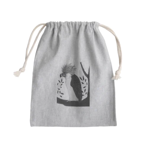 遠くを見るフィリピンワシ（白黒） Mini Drawstring Bag