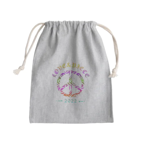 Love＆peaceシリーズRainbowcolorバージョン Mini Drawstring Bag