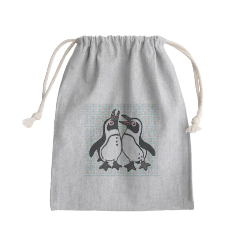 仲良く鳴き合うケープペンギン🐧背景ありC Mini Drawstring Bag