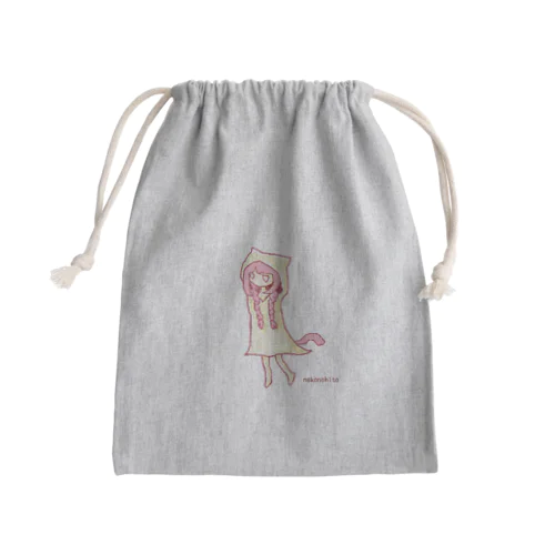 ねこのひと。 Mini Drawstring Bag