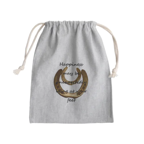 幸福は足元に（黒） Mini Drawstring Bag