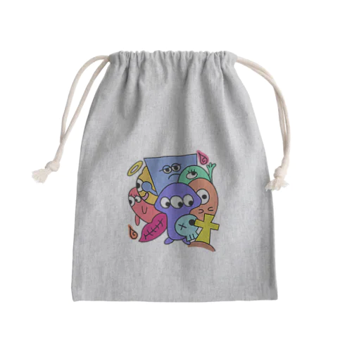 カラフルなおばけ達 Mini Drawstring Bag