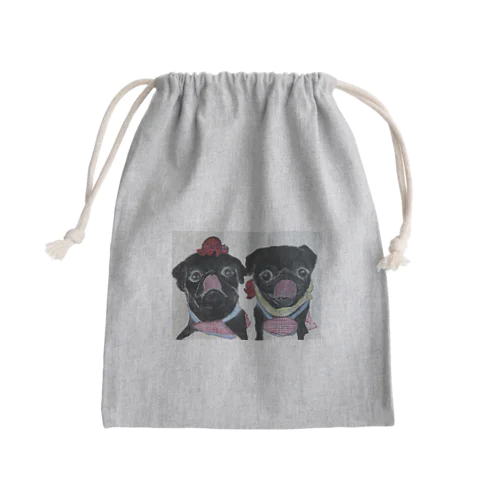 くろぱぐ❤️ふたご Mini Drawstring Bag