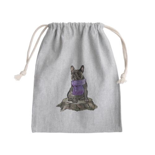 マフラー犬　フレンチブルドッグ　ブリンドル Mini Drawstring Bag